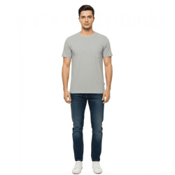 11 PROJECT Otto Men's Cotton Shirt, Plain Summer T-Shirt with Chest Pocket 20716238 ME 200274 Gray 
