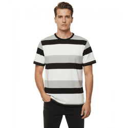 11 PROJECT Frankie Men's Cotton Shirt T-Shirt Color-Blocking Summer Shirt 21301046ME 194008 Black/White/Gray