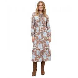 Dreamy Women's Maxi Dress with Ruffles, Plus Sizes 928537 Brown/Blue