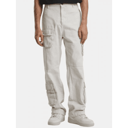 bequeme Karl Kani Herren Jeans mit Baumwolle Ecru-Weiß