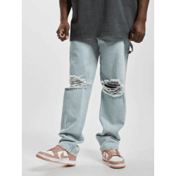 stylische Karl Kani Herren Jeans Reißverschluss Taschen mit Baumwolle Blau