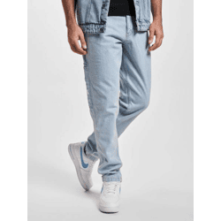 lässige Karl Kani Herren Jeans Reißverschluss Taschen mit Baumwolle Hell-Blau