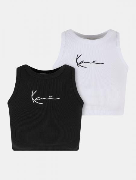 l&auml;ssiges Karl Kani Damen T-Shirt Stretch mit Baumwolle Wei&szlig;/Schwarz