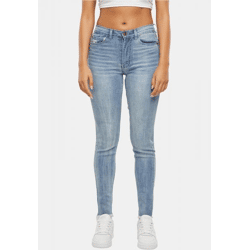 bequeme Karl Kani Damen Jeans Skinny Fit gesteppt mit Baumwolle Hell-Blau