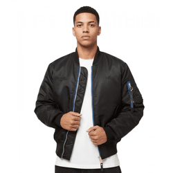 ALPHA INDUSTRIES x zəяo si:x nœf MA-1 Herren Bomber-Jacke im klassischen Military-Design Streetwear-Style Herbst-Jacke 148151 Schwarz