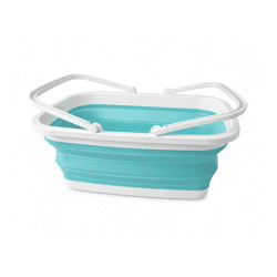 Foldable Laundry Basket, 16 Liters, Space-Saving Laundry Basket with Handles, 9942684, Blue/White