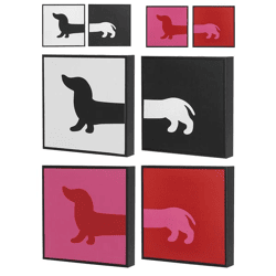 Bild Dackel, 2er Set, 2/s, 15x15cm