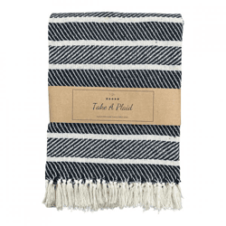 Take a Plaid 55 recycelte Baumwolle schwarz 130 x 180 cm