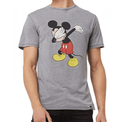 RE:COVERED X Disney Men's T-Shirt with Mickey Mouse Print, Cotton T-Shirt, Crew Neck, PCDIS1149, Gray