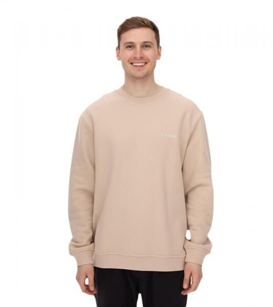 STONES Herren Oversized-Pullover moderner Baumwoll-Sweater mit Rundhals-Ausschnitt Sweatshirt 400gsm mit Logo-Stick Beige oder Hellbraun