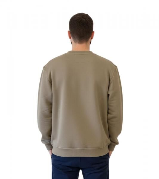 STONES Herren Oversized-Pullover moderner Baumwoll-Sweater mit Rundhals-Ausschnitt Sweatshirt 400gsm mit Logo-Stick Beige oder Hellbraun