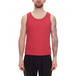 STONES Men's Tank Top, Modern Cotton Shirt, Round-Neck Top, Colorful Underarm Shirt, Undershirt, Red