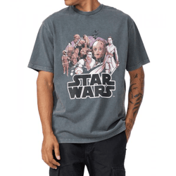 RE:COVERED X STAR WARS Men's T-Shirt with Skywalker Saga Print, Cotton, Short-Sleeve, MMSTW2449, Dark Gray