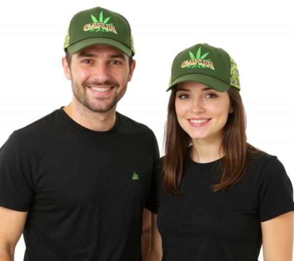 Ganja Green Canvas Trucker-Cap Baseball-Cap Baumwoll-Cap mit Netzeinsatz 7420GUY Gr&uuml;n/Gelb
