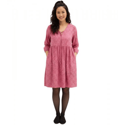Damen Tunika-Kleid aus fließender Vikose Freizeit-Kleid 3/4 Arm 905511 Rosa