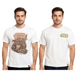 RE:COVERED X STAR WARS Herren T-Shirt mit Star Wars-Print Baumwoll-Shirt Kurzarm-Shirt RCDIF20 Ecru-Weiß