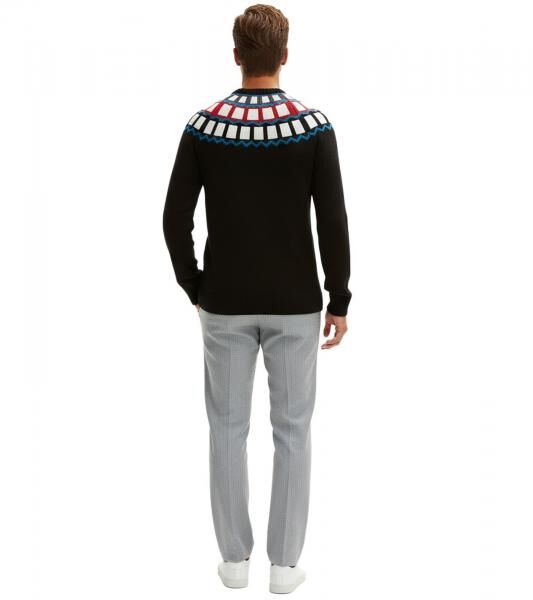 Herren Strick-Pullover mit geometrischen Muster Freizeit-Sweater 915843 Schwarz