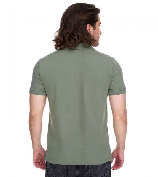 Kappa Herren Baumwoll-Polo mit kleiner Stickerei Polo-Shirt Kurzarm-Shirt Pique-Strick 303173NC A02 Gr&uuml;n