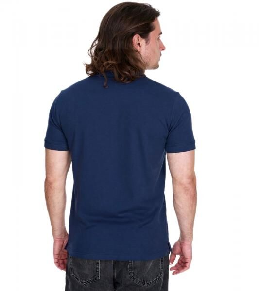 Kappa Herren Baumwoll-Polo mit kleiner Stickerei Polo-Shirt Kurzarm-Shirt Pique-Strick 303173NC A05 Dunkelblau