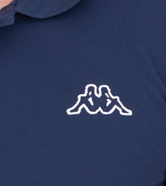 Kappa Herren Baumwoll-Polo mit kleiner Stickerei Polo-Shirt Kurzarm-Shirt Pique-Strick 303173NC A05 Dunkelblau