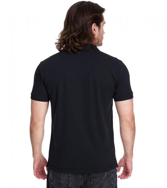Kappa Herren Baumwoll-Polo mit kleiner Stickerei Polo-Shirt Kurzarm-Shirt Pique-Strick 303173NC A03 Schwarz