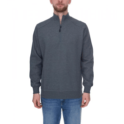 SANTINO Herren schlichter Troyer-Pullover Herbst-Pulli mit Baumwollanteil Freizeit-Pullover Grau