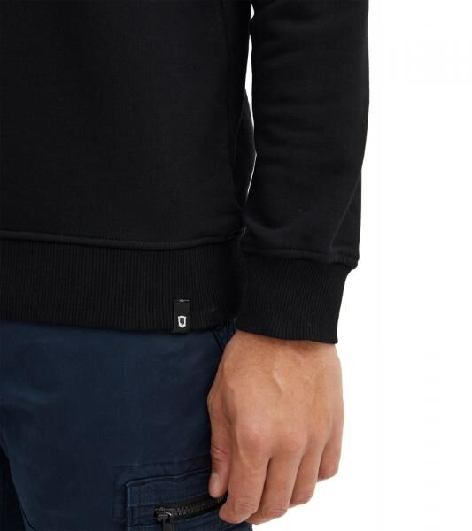 INDICODE IDForz Herren Baumwoll-Pullover Rundhals-Sweater mit gro&szlig;em Frontprint 55582MM 999 Schwarz