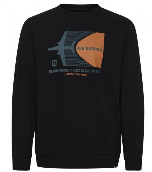 INDICODE IDForz Herren Baumwoll-Pullover Rundhals-Sweater mit gro&szlig;em Frontprint 55582MM 999 Schwarz