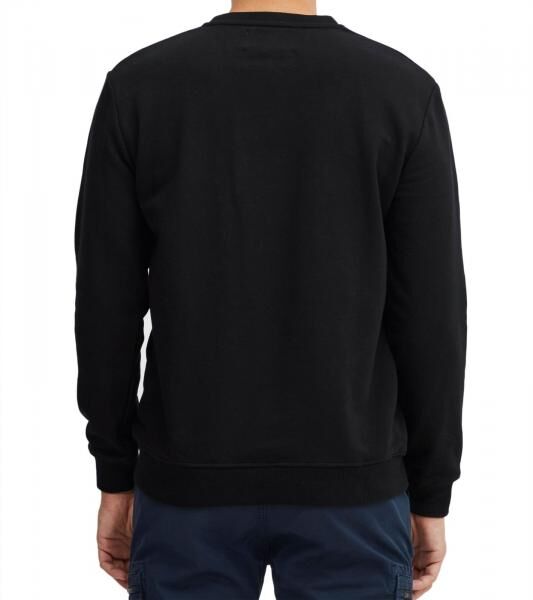 INDICODE IDForz Herren Baumwoll-Pullover Rundhals-Sweater mit gro&szlig;em Frontprint 55582MM 999 Schwarz