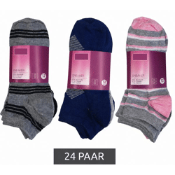 12 Paar Baumwoll-Strümpfe mit Komfortbund nachhaltige Sneaker-Socken mit verschiedenen Mustern Pink, Blau oder Schwarz