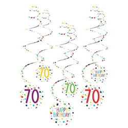 Confetti Birthday - 6 Deko-Spiralen 70 - 61 cm