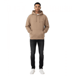 STONES Herren Oversized-Hoodie moderner Baumwoll-Hoodie 400gsm mit Kapuze mit Logo-Stickerei Hellbraun