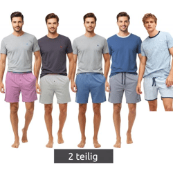 leichter SCOTCH & SODA Herren Pyjama 2-teiliges Shorty-Set mit Baumwolle kurzer Schlafanzug Grau, Blau oder Hell-Bordeaux