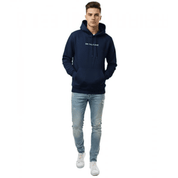 kuscheliger ON THAT ASS Xavier Herren Hoody Kapuzen-Pullover Baumwoll-Sweater mit Kängurutasche Fleece gefüttert Hoodie Navy-Blau