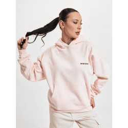 moderner 9N1M SENSE Damen Hoodie Rippbündchen Kapuze mit Baumwolle Rosa