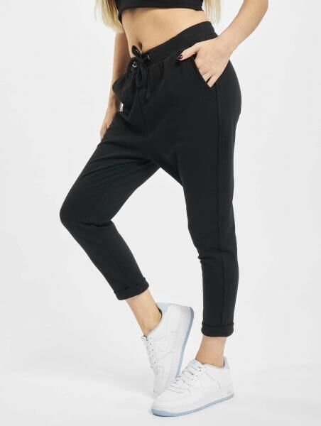 bequeme URBAN CLASSICS Damen Hose Kordelzug Taschen 240 g/m&sup2; mit Baumwolle Schwarz