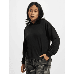 weicher Urban Classics Damen Hoodie große Kapuze Rippbündchen 300 g/m² Schwarz