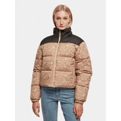 stylische Urban Classics Damen Jacke Reißverschluss Taschen 78 g/m² Beige/Schwarz
