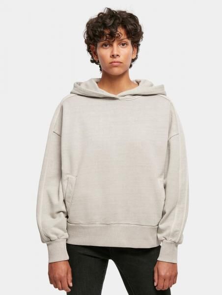 l&auml;ssiger Urban Classics Damen Hoodie gro&szlig;e Kapuze Taschen 470 g/m&sup2; mit Baumwolle Grau