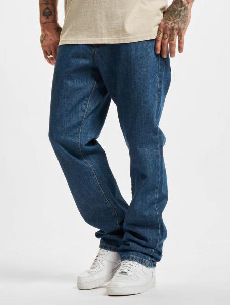 stylische URBAN CLASSICS Herren Jeans Straight Fit Rei&szlig;verschluss Taschen Blau