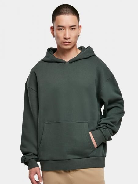 bequemer URBAN CLASSICS Herren Hoodie Kordelzug Rippstrick 460 g/m&sup2; mit Baumwolle Gr&uuml;n