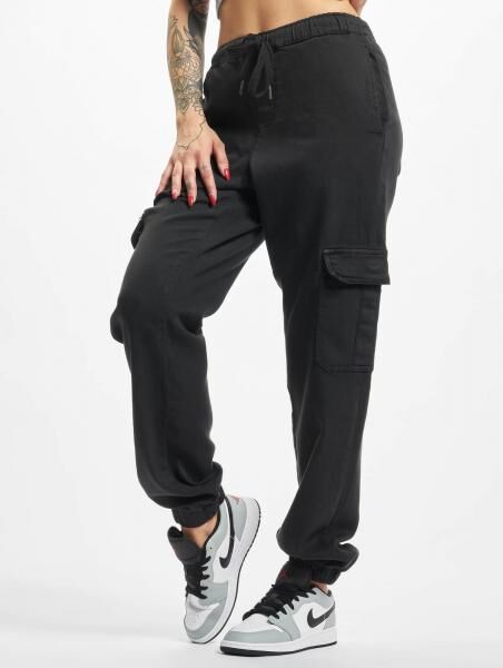 bequeme Urban Classics Damen Jeans Stretch Kordelzug Rei&szlig;verschluss mit Baumwolle Schwarz