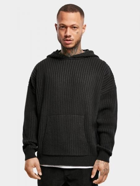 l&auml;ssiger URBAN CLASSICS Herren Hoodie gro&szlig;e Kapuze Kordelzug 5 g/m&sup2; Schwarz