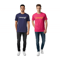 Formula E Herren T-Shirt nachhaltiges Baumwoll-Shirt mit Formula E Logo Sommer-Shirt Motorsport in Blau oder Pink/Gelb