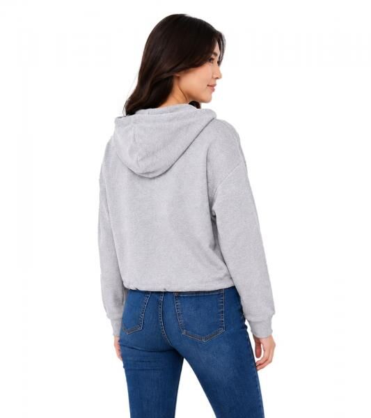 l&auml;ssiger KangaROOS Damen Hoodie mit Kordelzug an Kapuze und Saum Kapuzen-Sweater Baumwoll-Pullover Grau meliert