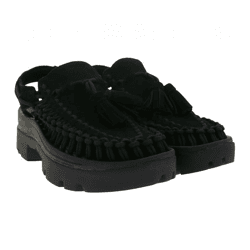 Moderne KEEN UNEEK PLT Tassel Unisex Leder Plateau-Sandalen – Stylische Freizeitsandalen mit innovativem Zwei-Kordel-Design 1030336 Schwa