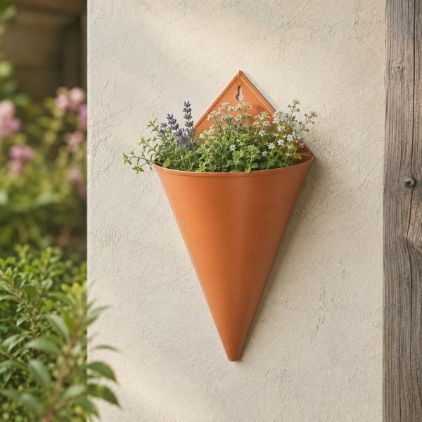 Blumentopf-Wandaufhänger aus Metall, rostbraun, 28 cm