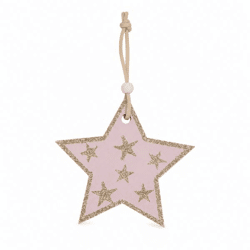 Out of the Blue kersthanger Ster roze/goudkleurig 8,5 cm