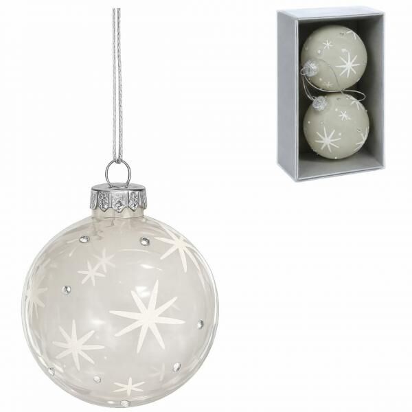 Transparente Weihnachtskugel, 8 cm, 2 Stück