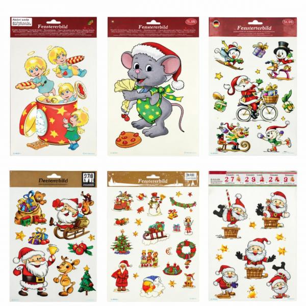 Fensteraufkleber Weihnachten assortiert